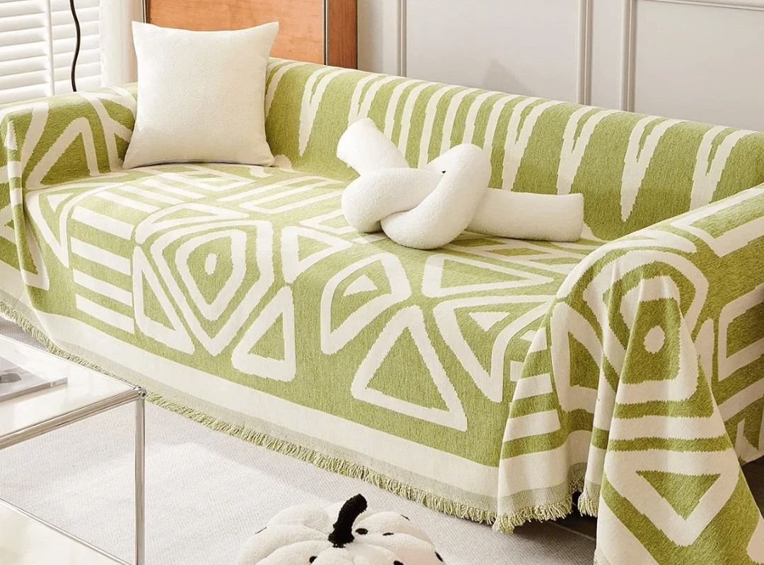 CouchCare green patterned couch protector - best throw blanket alternative for sofa protection Australia