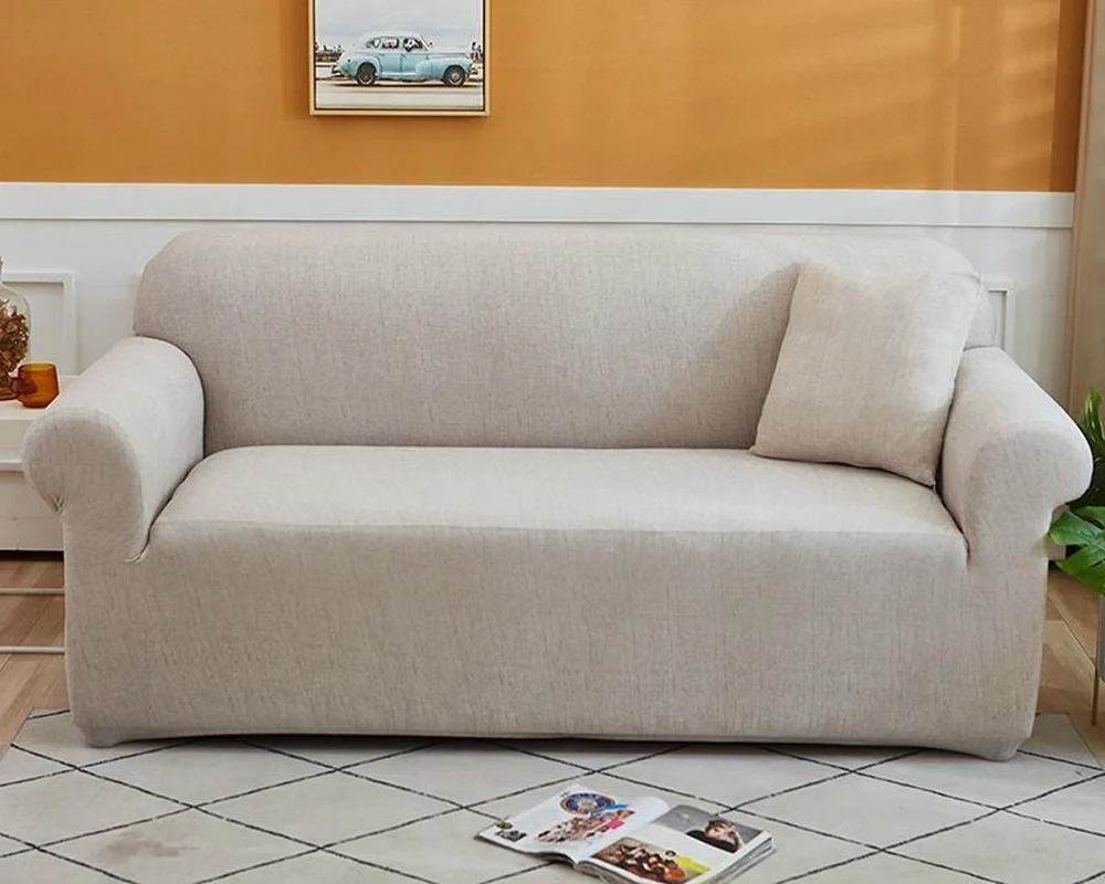 The Sofa Cover Crafter style stretch sofa cover in beige - elastic fitted couch protector comparison